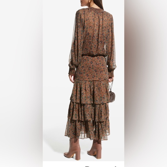 Veronica Beard Floral Brown Midi Dress - Picture 2 of 5